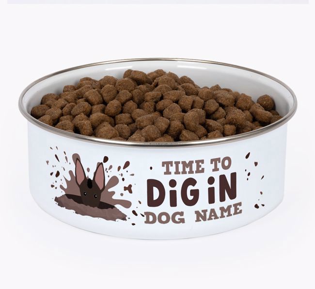 Time To Dig In: Personalised {breedFullName} Enamel Dog Bowl